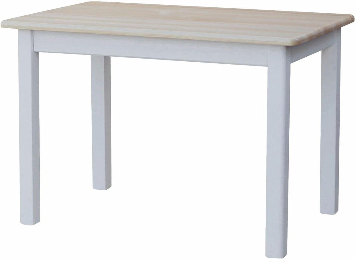 Eettafel Grenenhout - Keukentafel Houten Tafel - Gezellig Tafelen - Handgemaakt Robuust - 60 x 80 cm - Wit/Honing