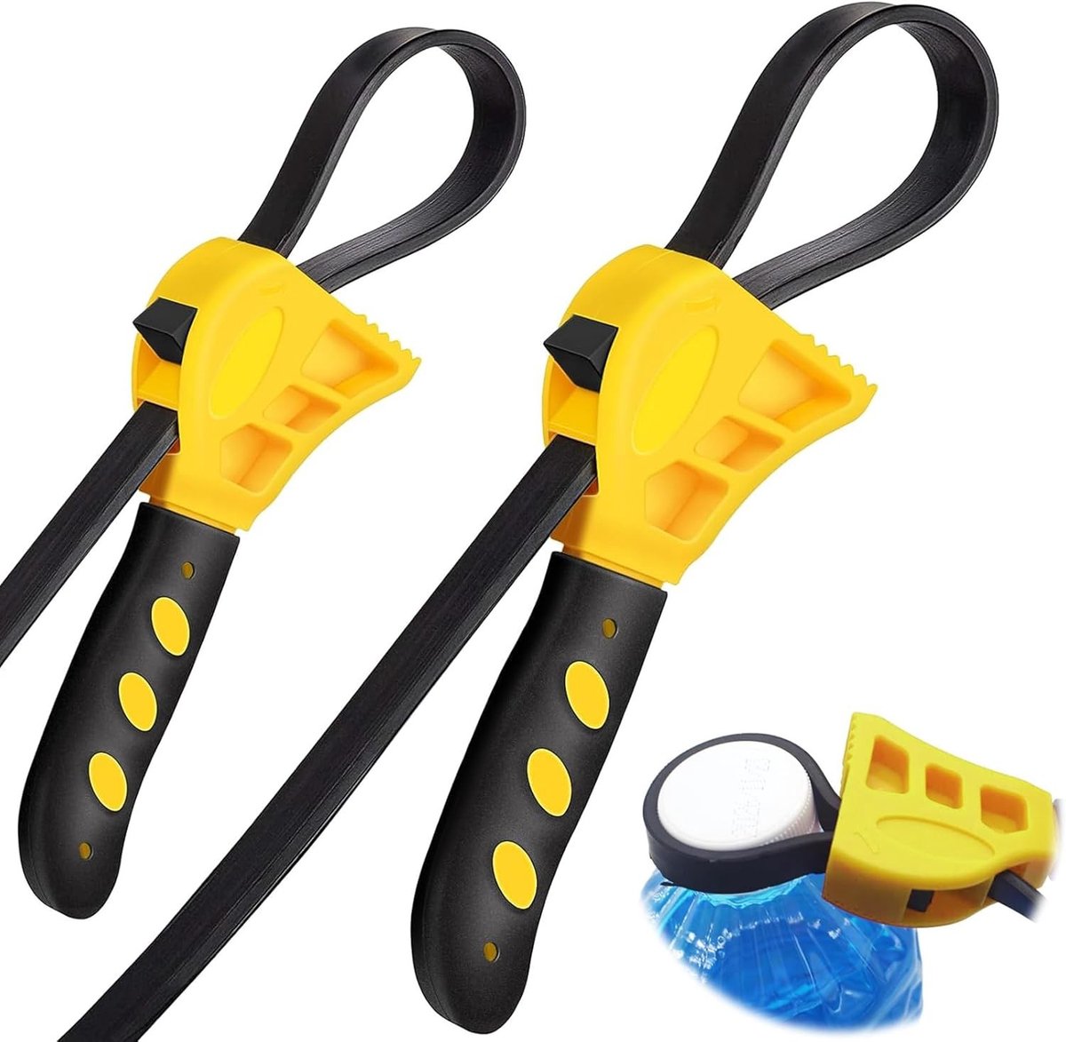 Set van 2 universele banden sleutels, verstelbare oliefiltersleutel en rubberen buis tang, geschikt voor diameters tot 150 mm