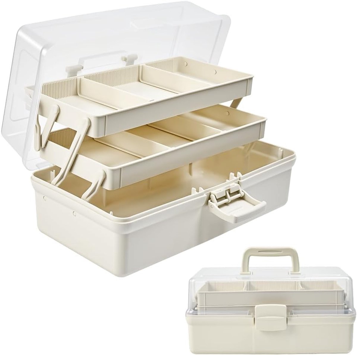 Multifunctionele opbergdoos voor medicijnen en naaibenodigdheden, 3 compartimenten, 32 x 17 x 15 cm, ideaal voor sorteren en organiseren van hobbyspullen