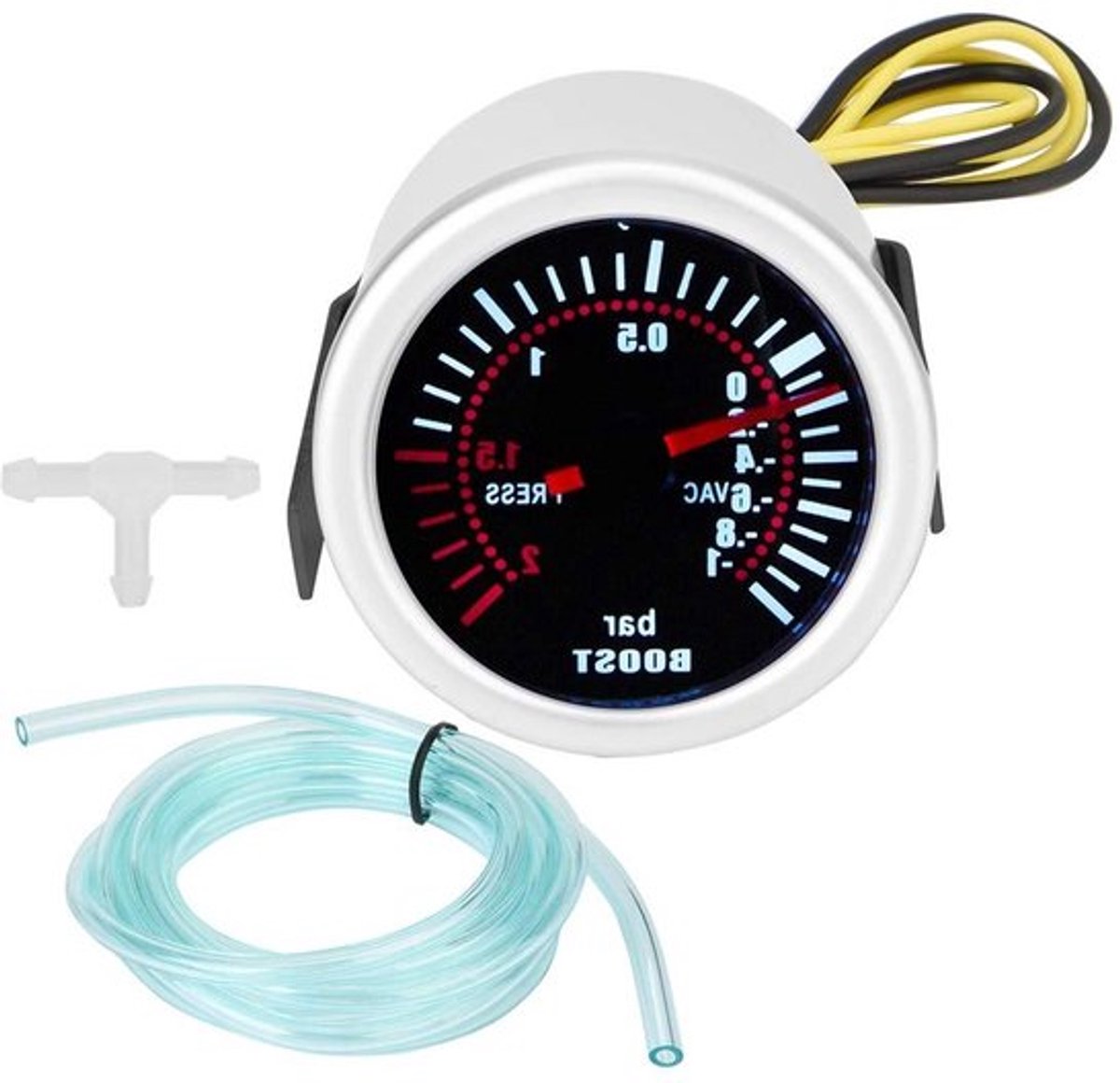 2 inch digitale turbo drukmeter met helder LED display en PSI weergave, geschikt voor universeel gebruik in auto's met 12V aansluiting voor nauwkeurige metingen