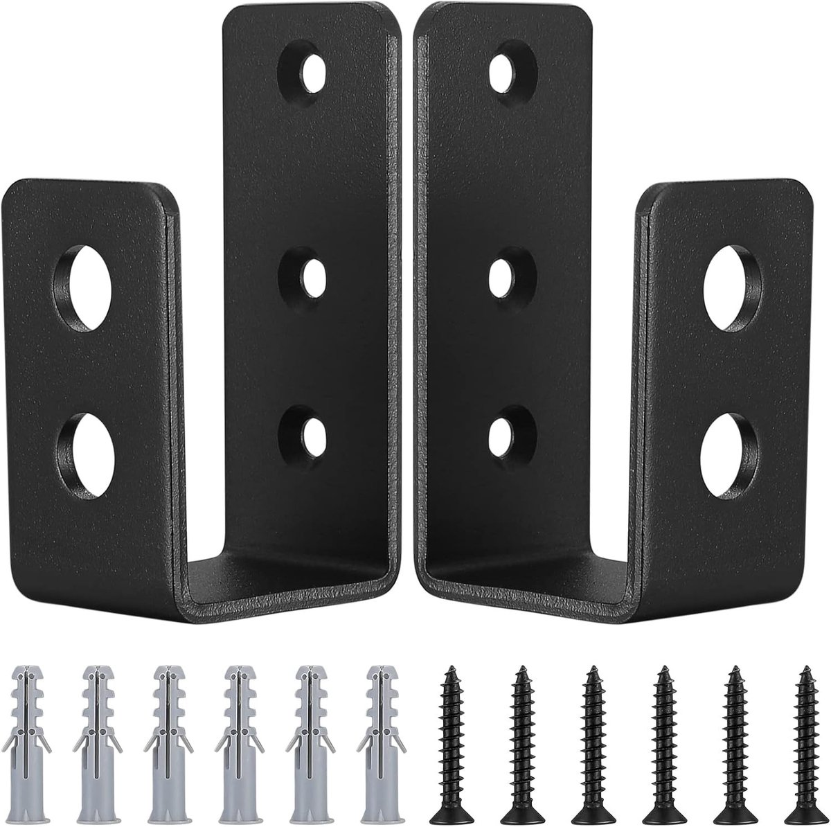 Set van 2 Deurbarricade Clips, U-vormige Beugels, Stalen Beveiligingsslot voor Deuren, Geschikt voor 2x4 Hout, Zwart en Duurzaam