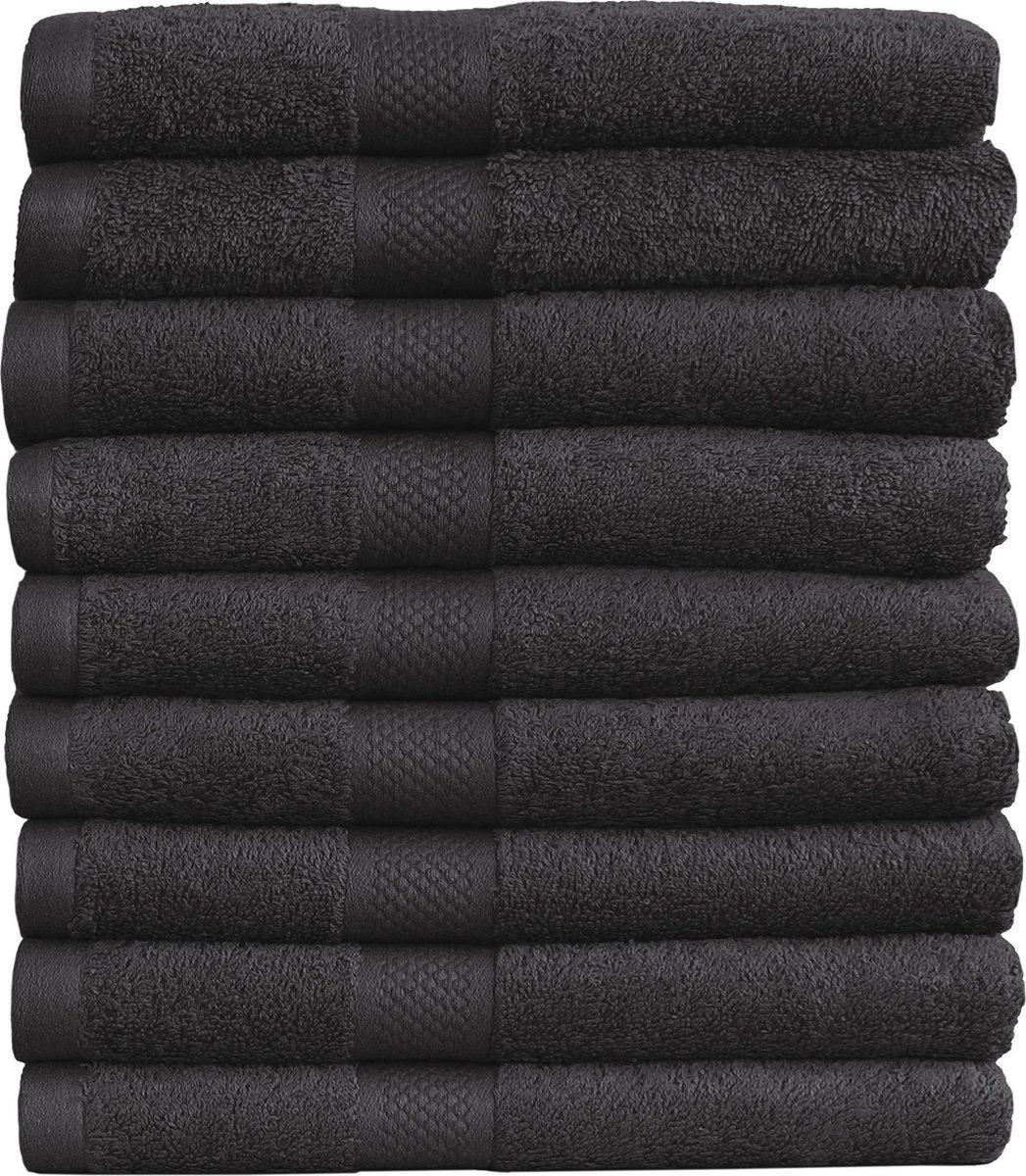 Katoenen Handdoeken Zwart – Set van 9 Stuks – 50 x 100 cm
