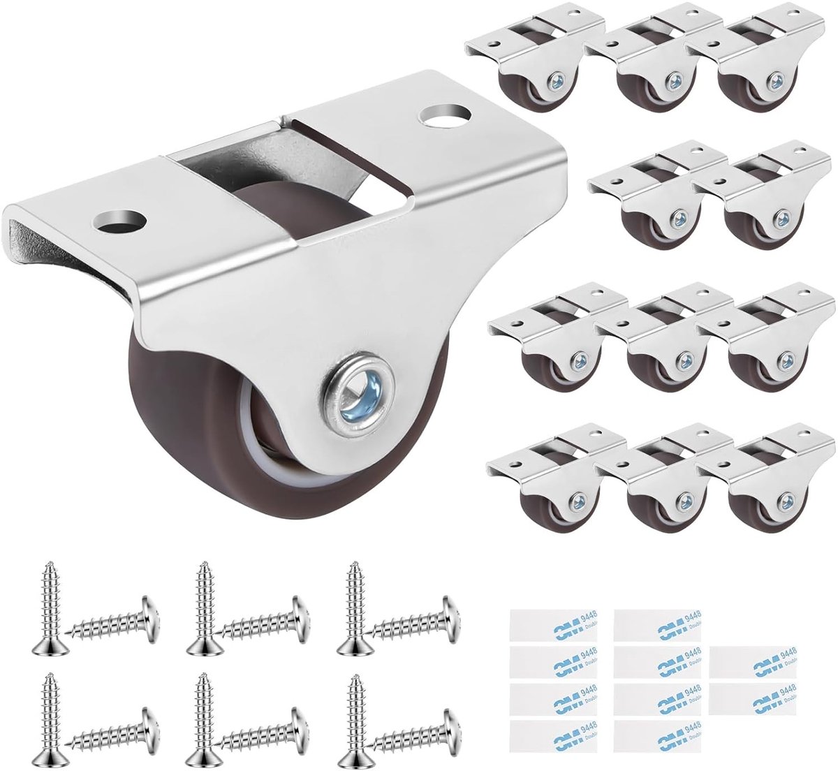 12 Stuks Meubelwielen met Schroeven - 25mm Rubber Wielen voor Meubels, Vloerbeschermende Castors voor Apparaten en Uitrusting
