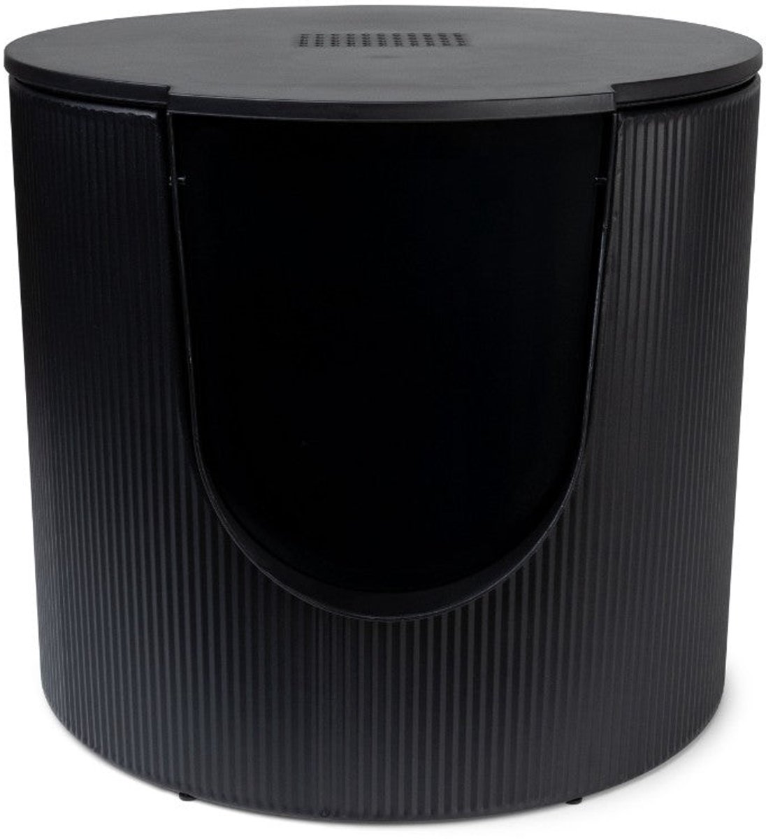 District 70 FUSE - Design Kattenbak met Cover - Incl. Koolstoffilter - Ribbed Tin Zwart