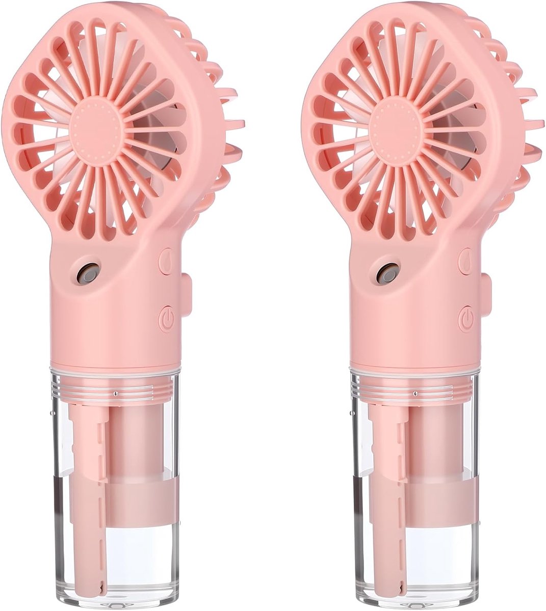 Tweedelige set - vernevelingsventilator - draagbaar - handventilator - oplaadbaar - met 25 ml watertank - 4 windsnelheden - persoonlijke koelventilator - USB-C-poort - mini - handventilator - roze