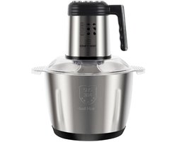 Foodprocessor – Elektrische Hakmolen – 1000W – 5 Liter RVS Kom – 3 Snelheden – 6 Messen – Zilver