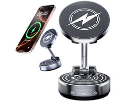 Telefoon Standaard - Telefoonhouders Auto Magnetisch - 360-graden Rotatie - Draadloos Snelladen - Zwart