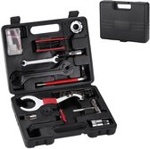 Multifunctionele fietsreparatieset met 14-delige inhoud, reparatiegereedschap voor mountainbikes en racefietsen, inclusief draagtas, zwart