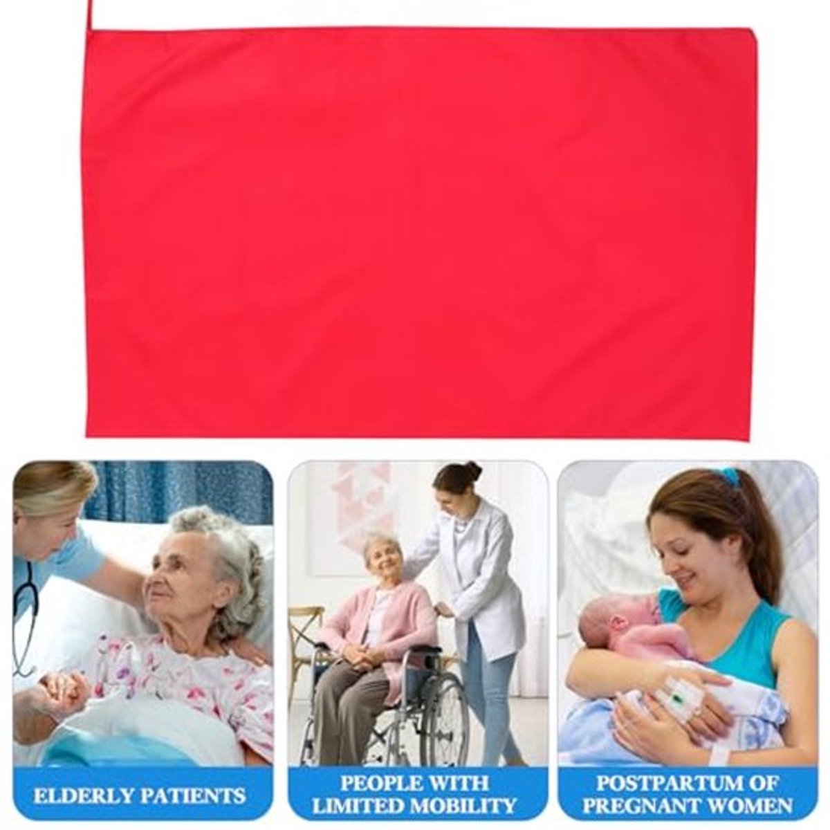 Zorgdoek voor Ouderen, Kussen voor Bewegen, Tillift voor Patiënten, Ziekenhuisbed, Patiënt Beweegkussen, Patiënt Beweegkussen, Polyester, Rood