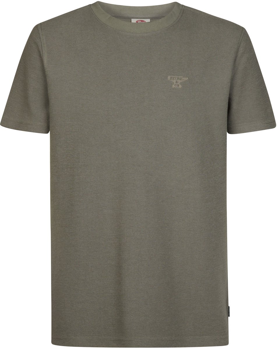 Petrol Industries - Heren T-shirt met structuur yates - Groen - Maat XXXL