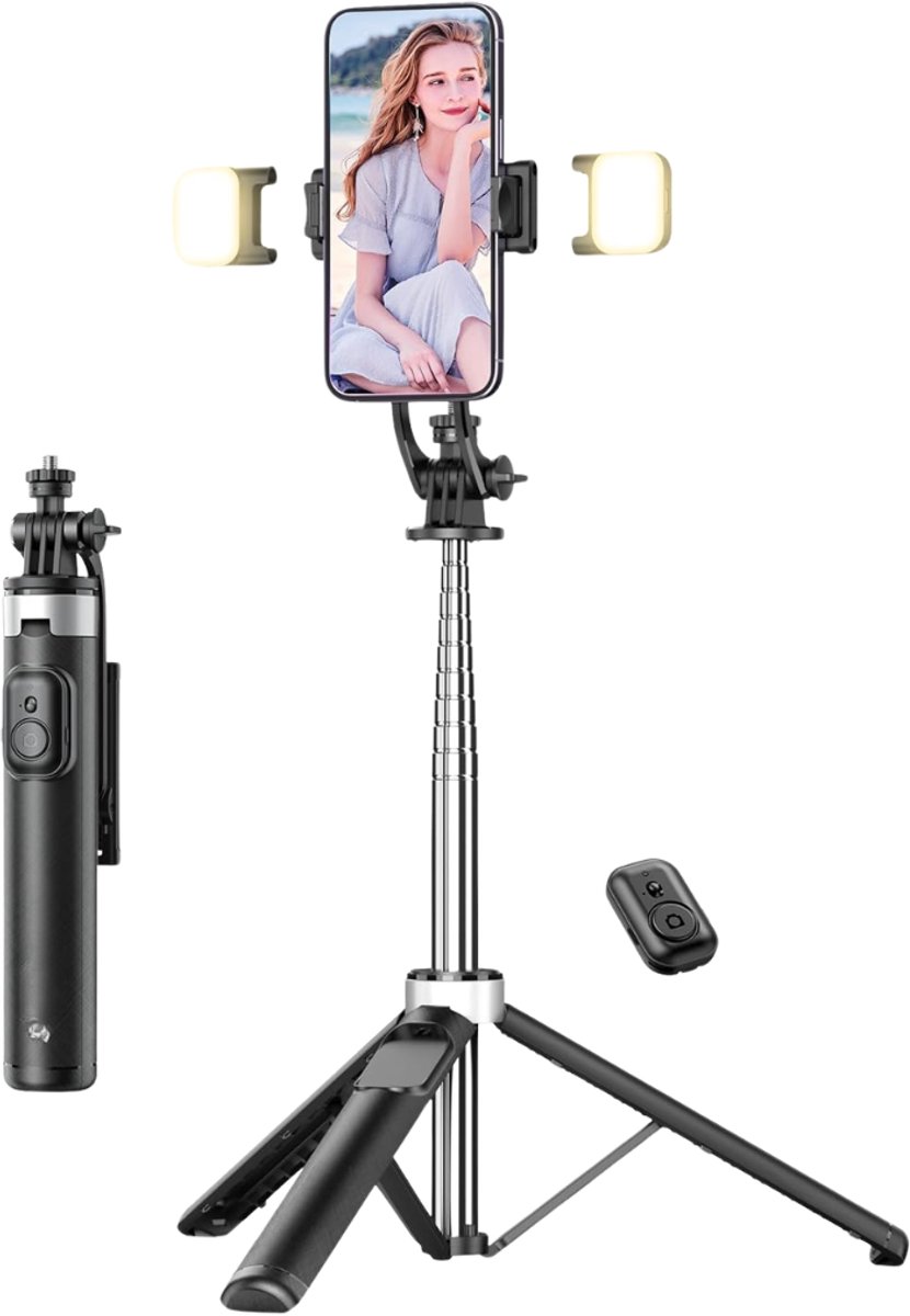 CLGP® Selfiestick Statief - Telefoonhouder - Mobiele Fotografie - Zwart