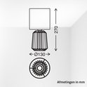 Dessin technique d'une lampe de table avec dimensions : hauteur 270mm, diamètre 130mm.