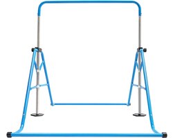 Kinder Turnbar - Gymnastiek Stang - Binnenshuis Trainen - In Hoogte Verstelbaar - 115-155 cm - Blauw