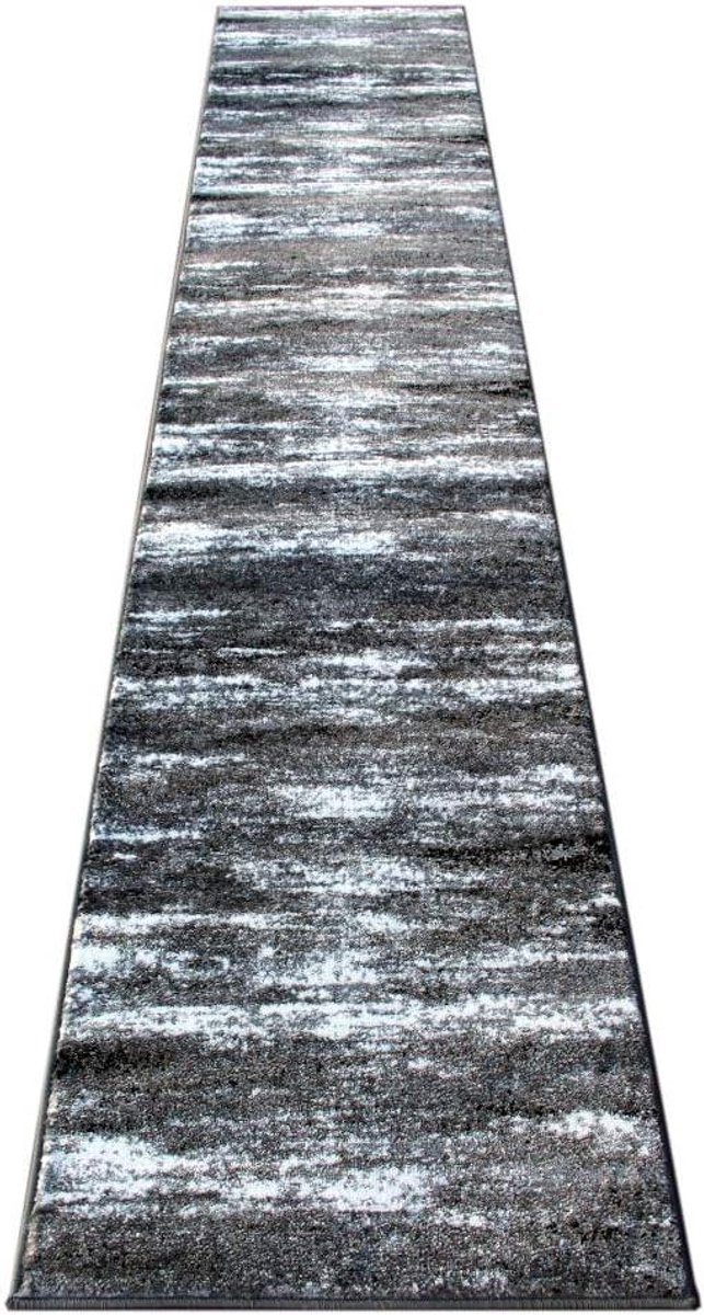 Lange Runner - Vloerkleed - Interieur Verfraaien - Vlekbestendig Ontwerp - 71 cm breed - Grijs Wit Zwart