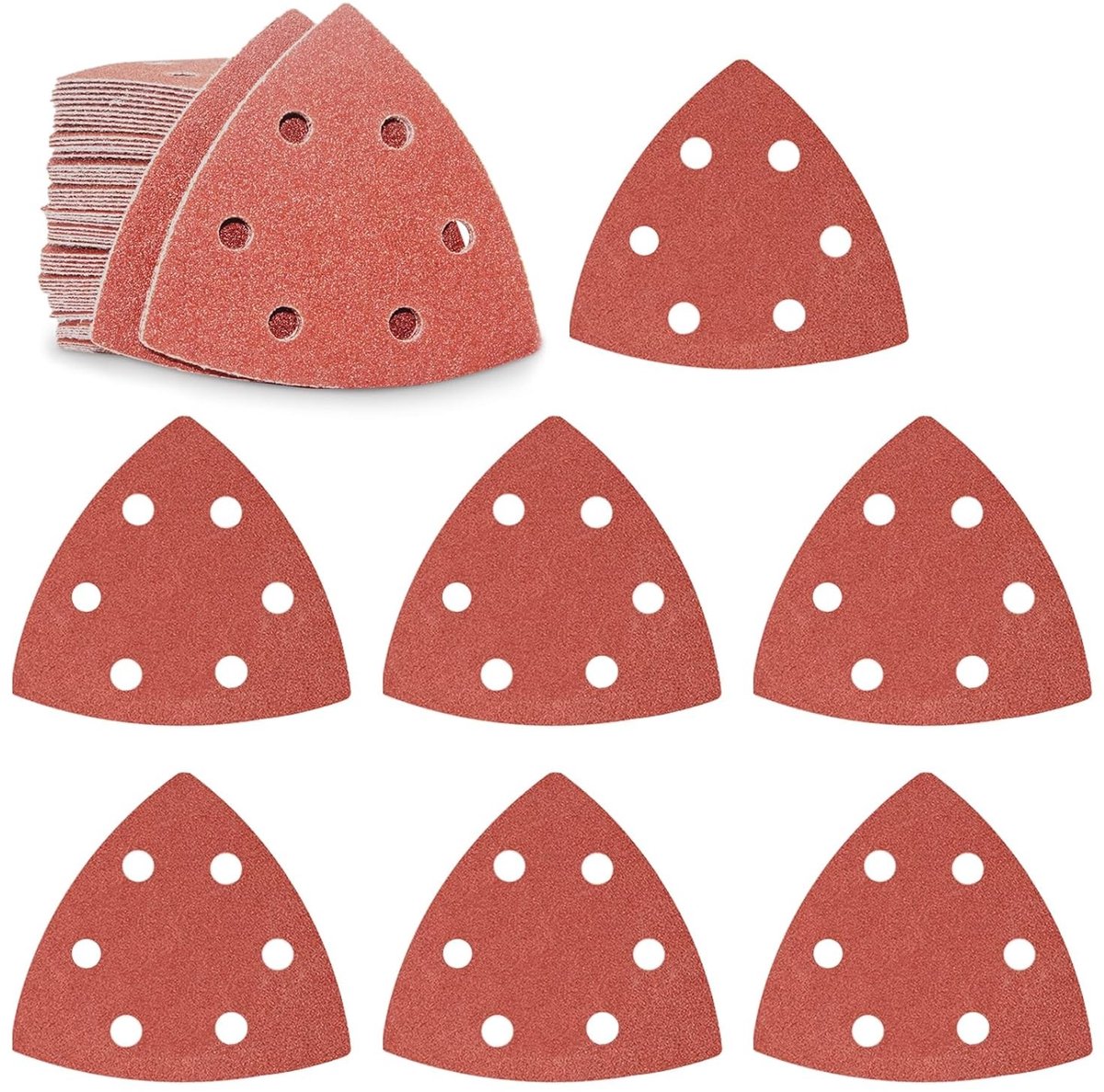 Delta schuurpapier set van 60 stuks voor driehoekige schuurmachines, korrel 80, ideaal voor houtbewerking en afwerking