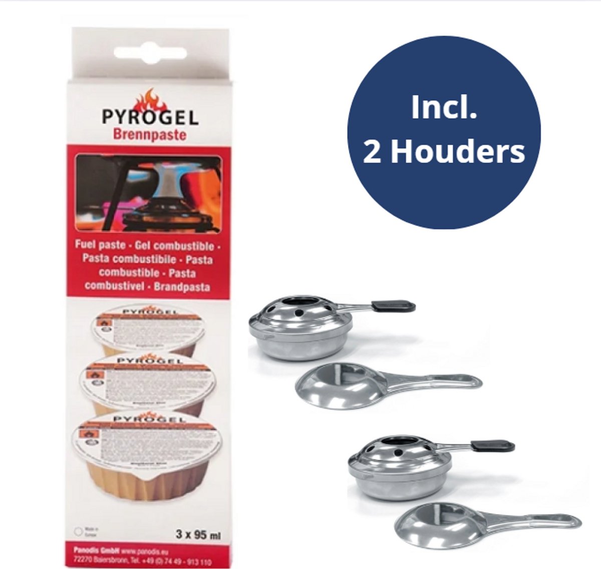Pyrogel Brandpasta + Brandpastahouders - 3 Brandpasta Kuipjes - Incl. 2 Houders