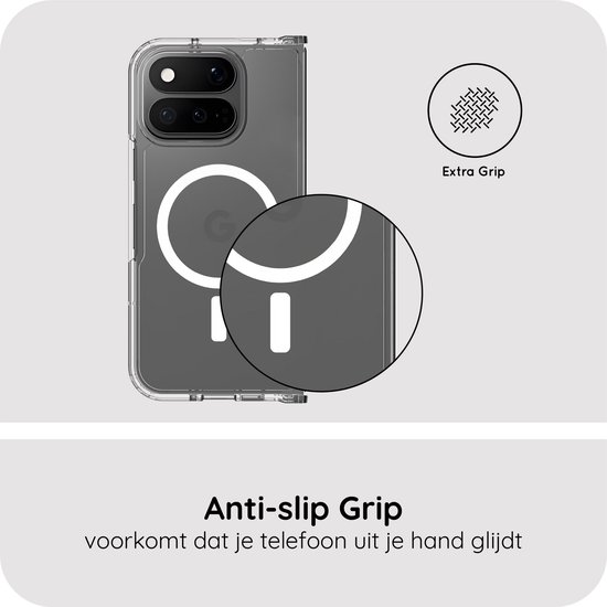 Transparante hoes met anti-slip grip en een ingesloten magneetring.