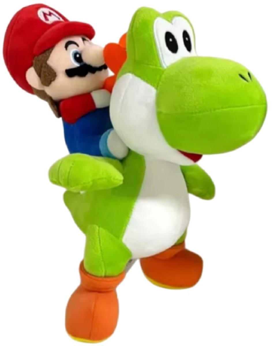 Yoshi met Kleine Mario Pluche Knuffel 27 cm - Speelgoed Knuffels voor Kinderen - Super Mario Bros Plush Toy