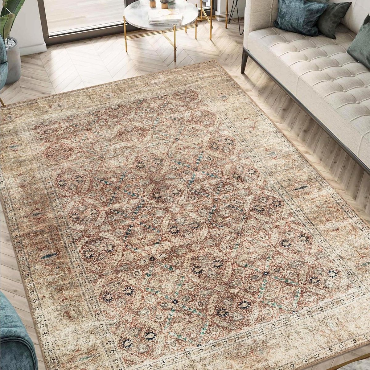 Wasbare Vloerkleden - Machine Wasbaar - Interieur Verfraaien - Antislip Onderkant - 15 x 180 cm - Beige/Bruin