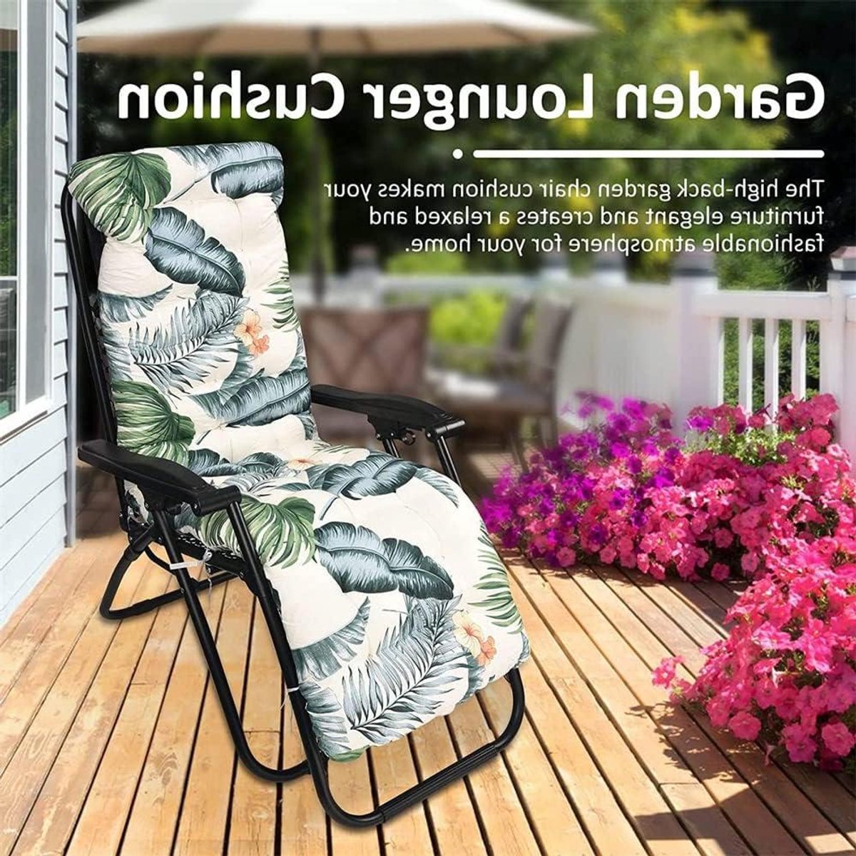 Ligstoelkussen - Tuinstoelkussen - Comfortabel Zitten - Zacht Katoen Vulling - 48 x 170 cm - Geel