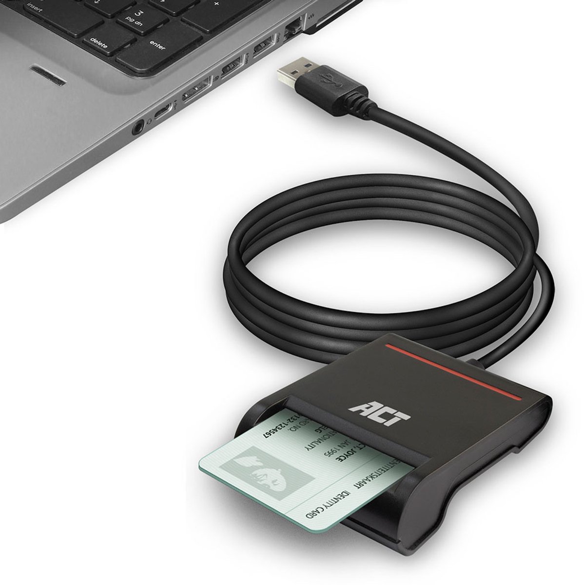 ACT USB-A Smartcard ID lezer, geschikt voor Belgische ID-kaarten AC6015