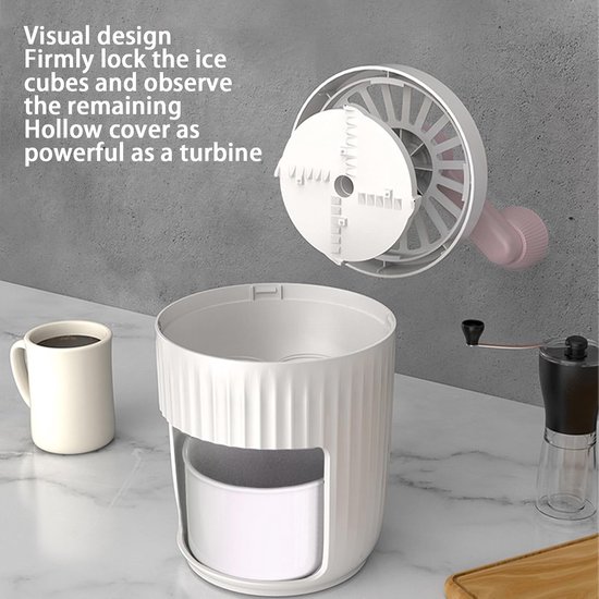 Handmatig IJsscheerapparaat - Handmatige Ijs Grinder - ijsscheerapparaat - IJsblokjesmaker - Draagbare - Kleine - voor Milkshakes, Smoothies, sapsmoothies, ijsdranken - roze — afbeelding 3