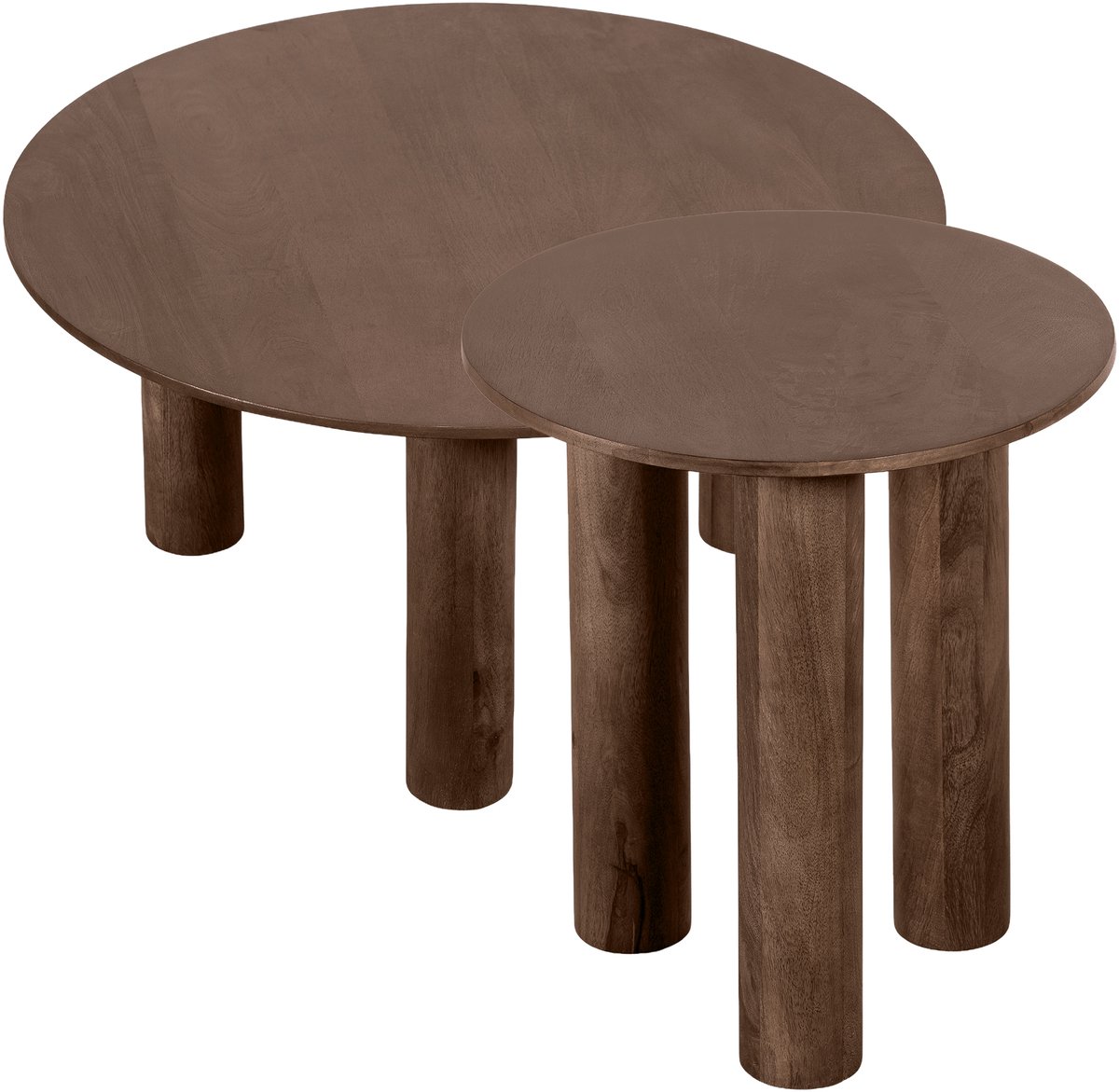 Lewis & Loft Salontafels Lian - Mangohout - Rond - Bruin - Klein en groot - Set van 2