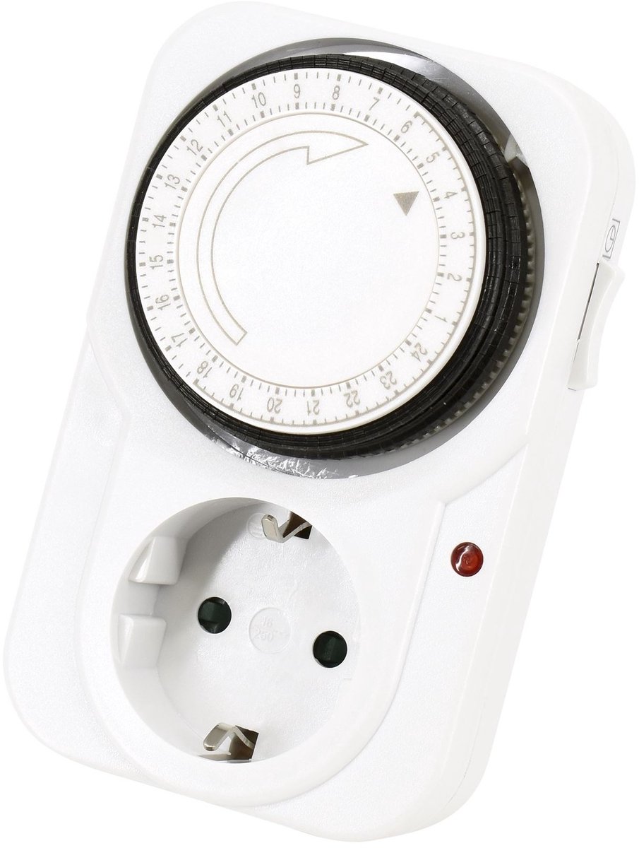 Bemko Analoge Tijdschakelaar - timer schakelaar voor binnen - Doorvoerstekker 24 uur instelbaar met spanning van 230 V - Schakelklok stopcontact 24 uur instelbaar - Wit