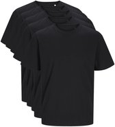 5 Pack - Jack & Jones Premium Soft Heren T-shirt - 100% organic Katoen - Ronde Hals - ZWART L