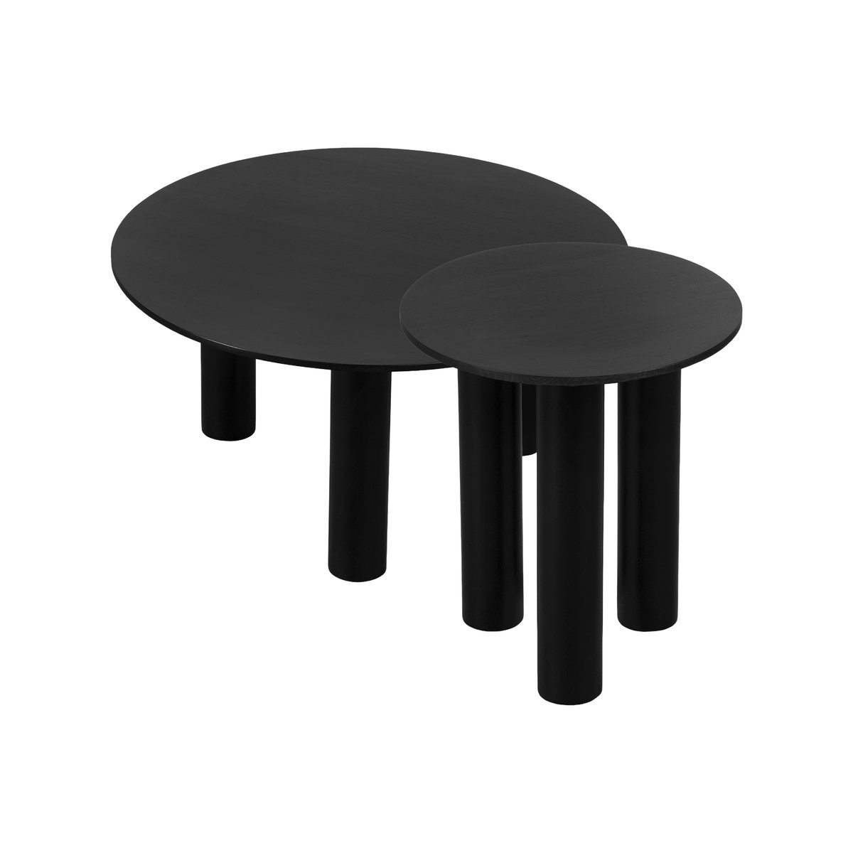 Lewis & Loft Salontafels Lian - Mangohout - Rond - Zwart - Klein en groot - Set van 2