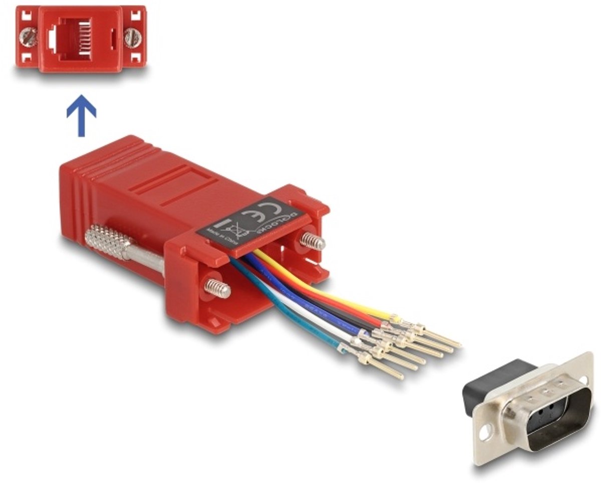 Delock D-Sub 9 pin male to RJ12 female Assembly Kit red