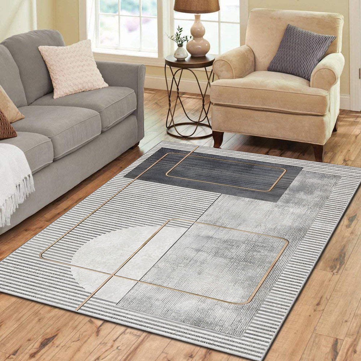 Zeo Wood - Vloerkleed - Tapijt Woonkamer - Vloerkleed 160*230 cm - Anti Slip - Machinewasbaar