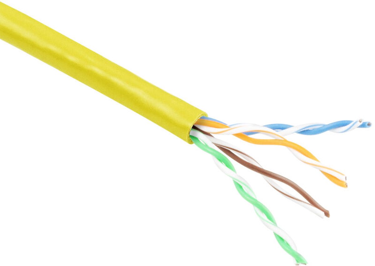 Patchkabel CAT6 UTP soepel rol 100M geel