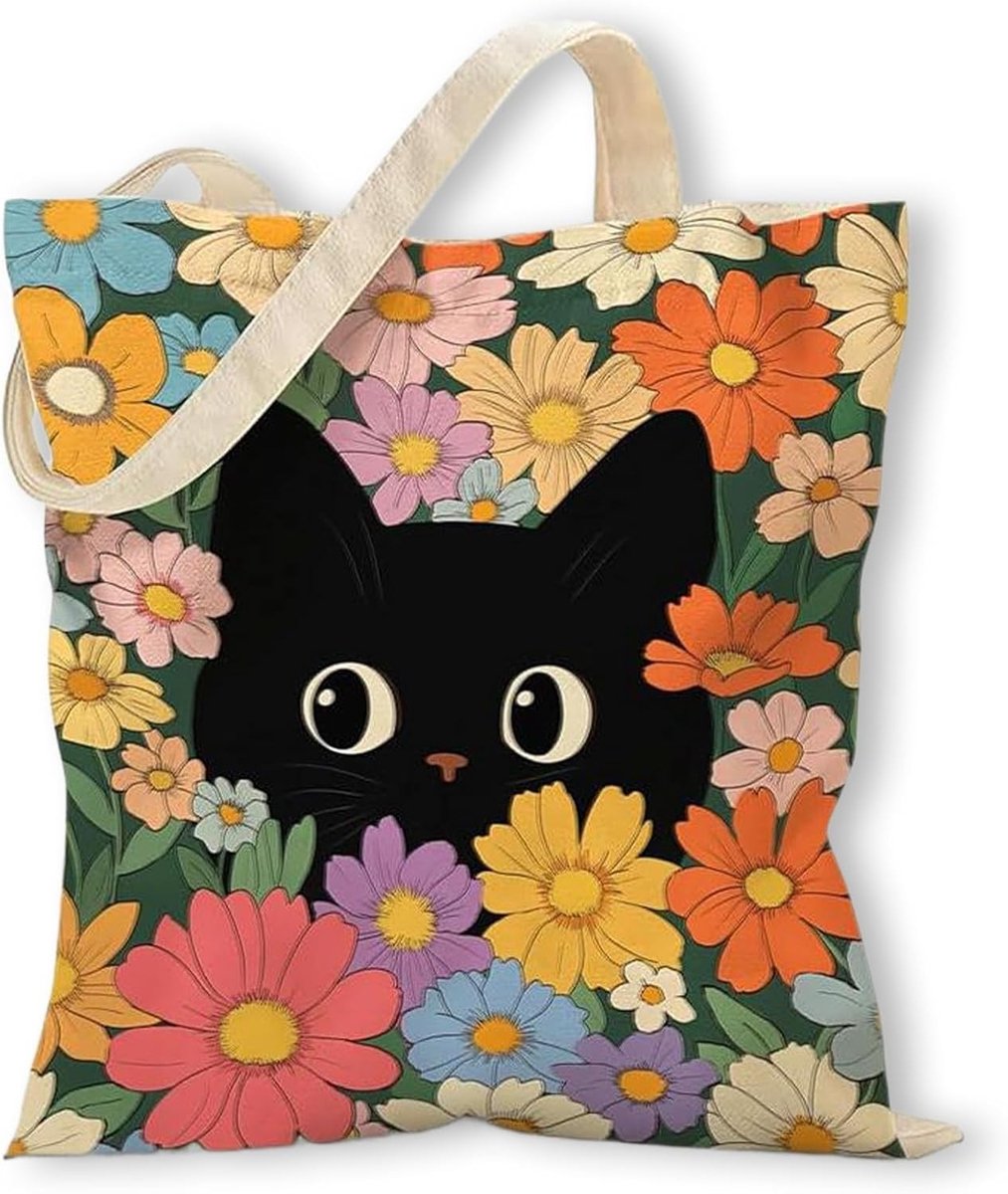 Herbruikbare boodschappentassen van stof met kattenmotief, duurzaam en praktisch voor boodschappen en geschenken, ideaal voor dagelijks gebruik