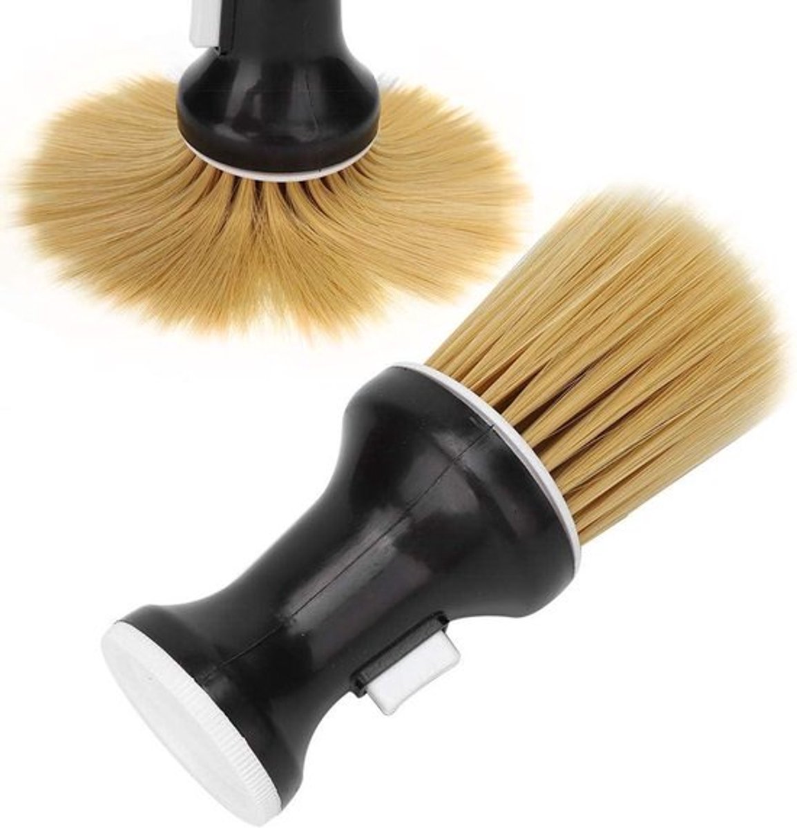 Kappershalsborstel Nekborstel Salon Tondeuse - Zacht Nylon Haar - Kappersaccessoires - Niet-irriterend voor de Huid - Zwart