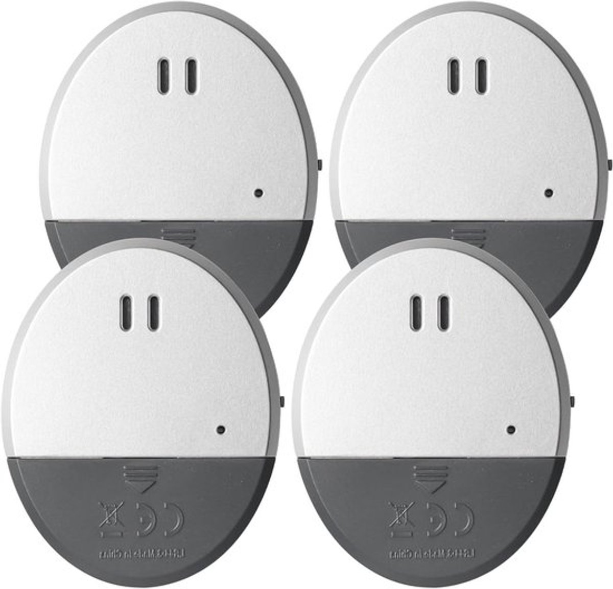 Vensteralarm 4 stuks glasbreukalarm met luid 130 dB alarm glasbreukmelder deuralarm raamalarm mini-alarminstallatie sticker alarmsysteem met schoksensor - Zilver