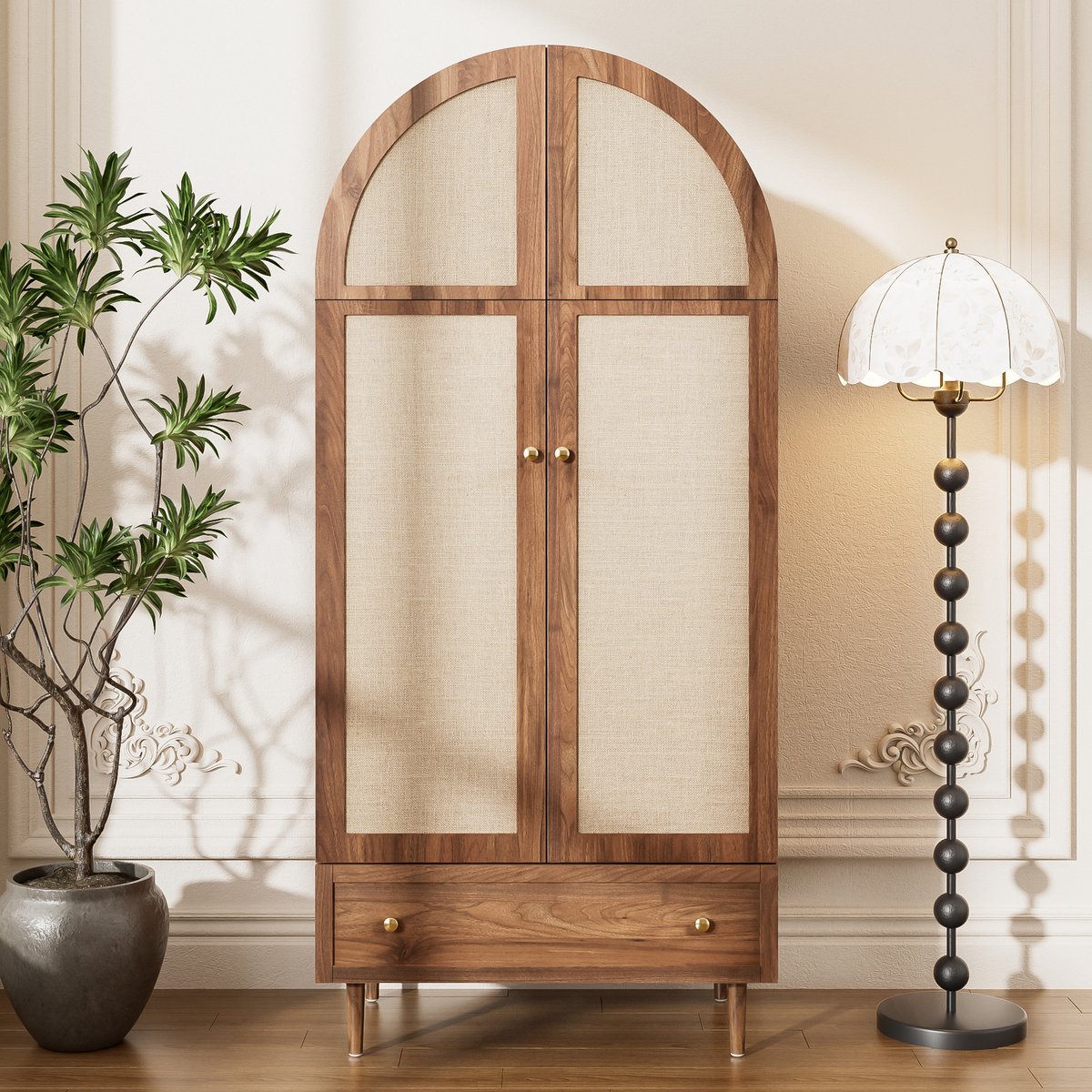 Intebiki - kledingkast - kledingrek - kledingkasten slaapkamer - garderobekast - met grote lade - kledingkast organizer - kledingstang - 79x50x175 cm - Walnoothoutkleur