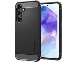 Spigen Rugged Armor Hoesje Geschikt voor Samsung Galaxy A55 - Back Cover met Air Cushion Zwart