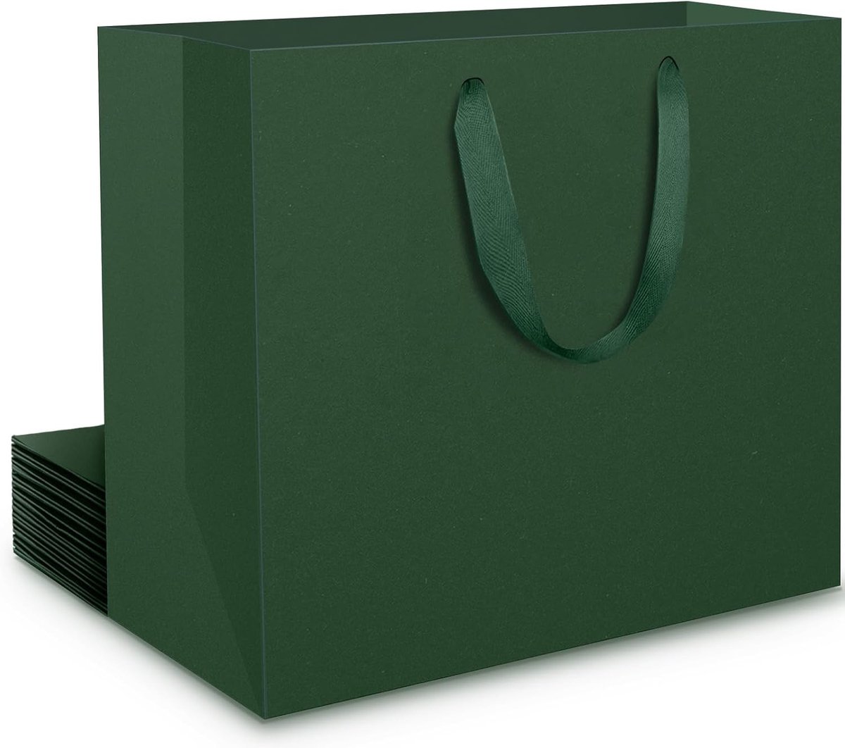 Grote groene cadeauzakken van kraftpapier - 10 stuks - 32x11.5x28 cm - stevige geschenkverpakking voor feestdagen en verjaardagen