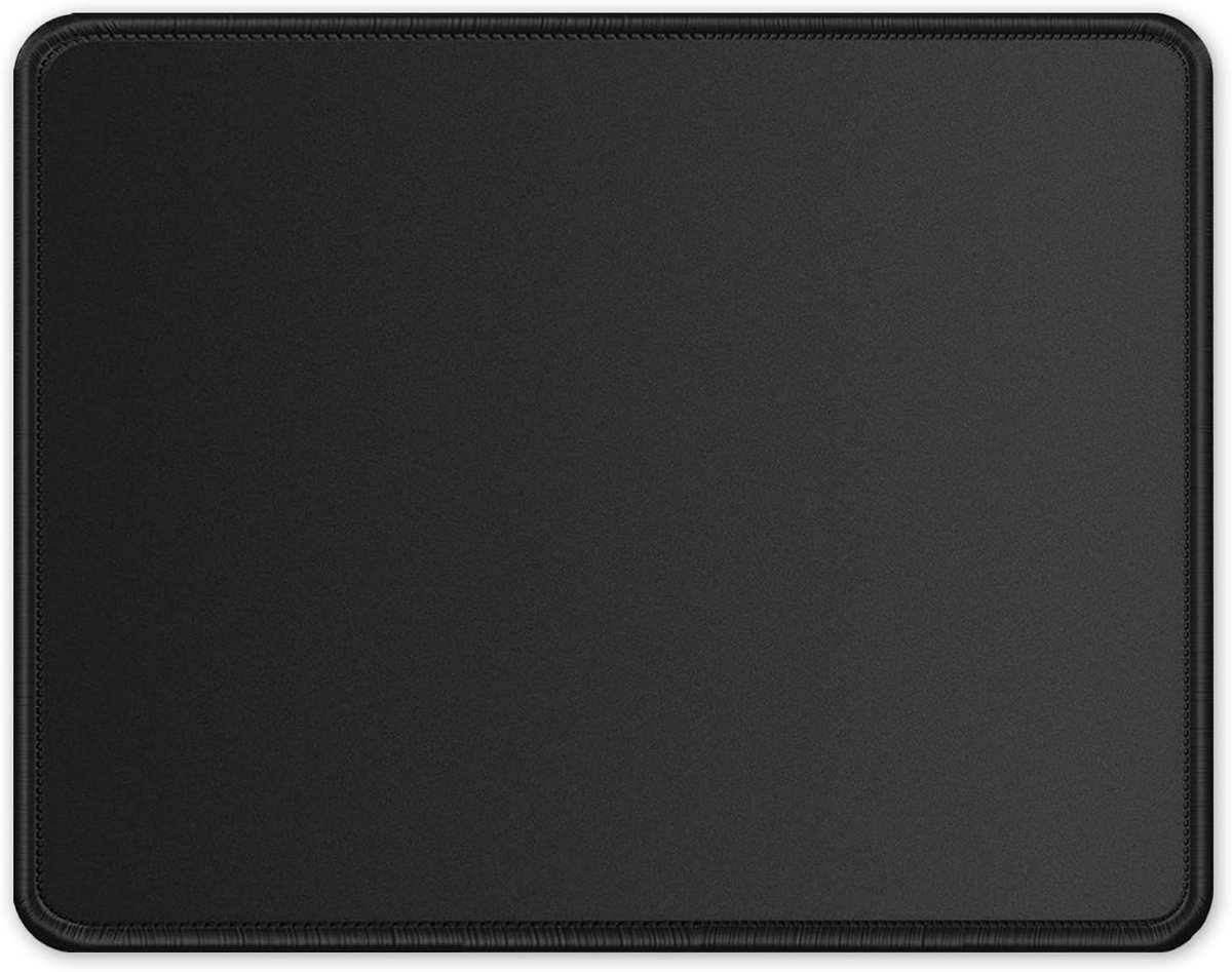 Vierkante Muismat met Textuur Randen - Hoogwaardige Lycra Stof, Antislip Rubber Onderkant, Geschikt voor Laptop en Computer, 260 x 210 x 3mm, Zwart
