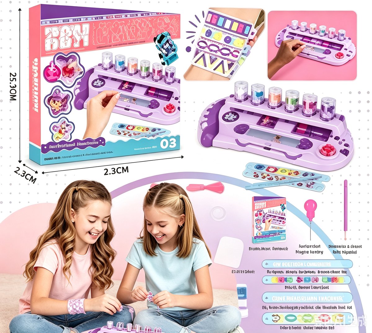 Knutselset Vriendschapsarmbanden voor kinderen vanaf 7 jaar Complete set om 8 sprankelende strass diamanten armbanden te maken inclusief opberglade en praktisch gereedschap schoon eenvoudig knutselen zonder rommelige resten