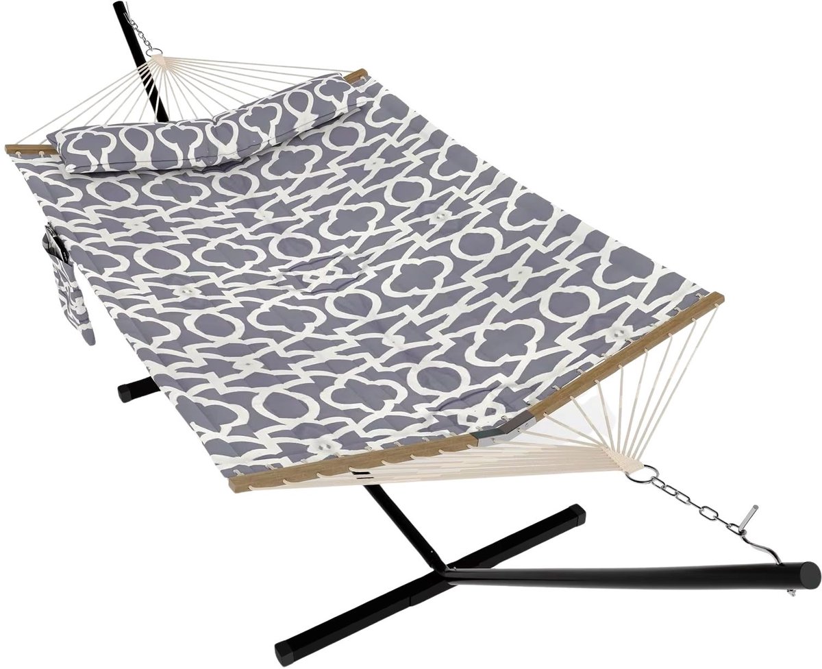Hangmat met Standaard 366 cm - Geschikt 2 Personen met Kussen - voor tuin en strand