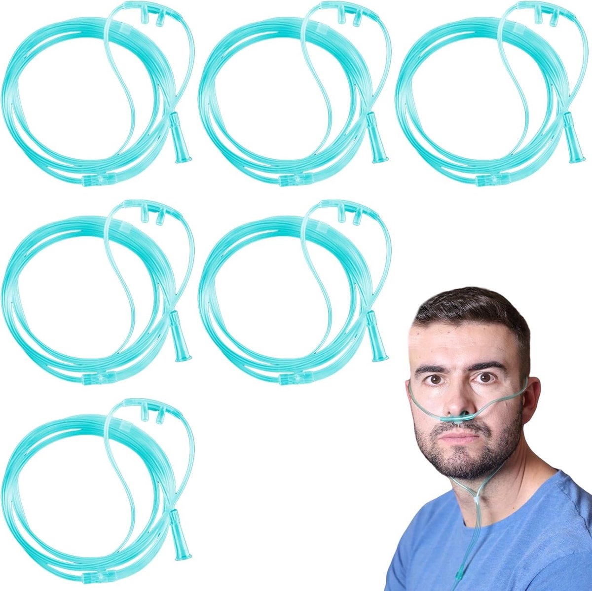 Set van 6 Neusbrillen voor Zuurstofapparaat - Ideaal voor Ademhalingstherapie, Zuurstofslang en Comfortabel Gebruik