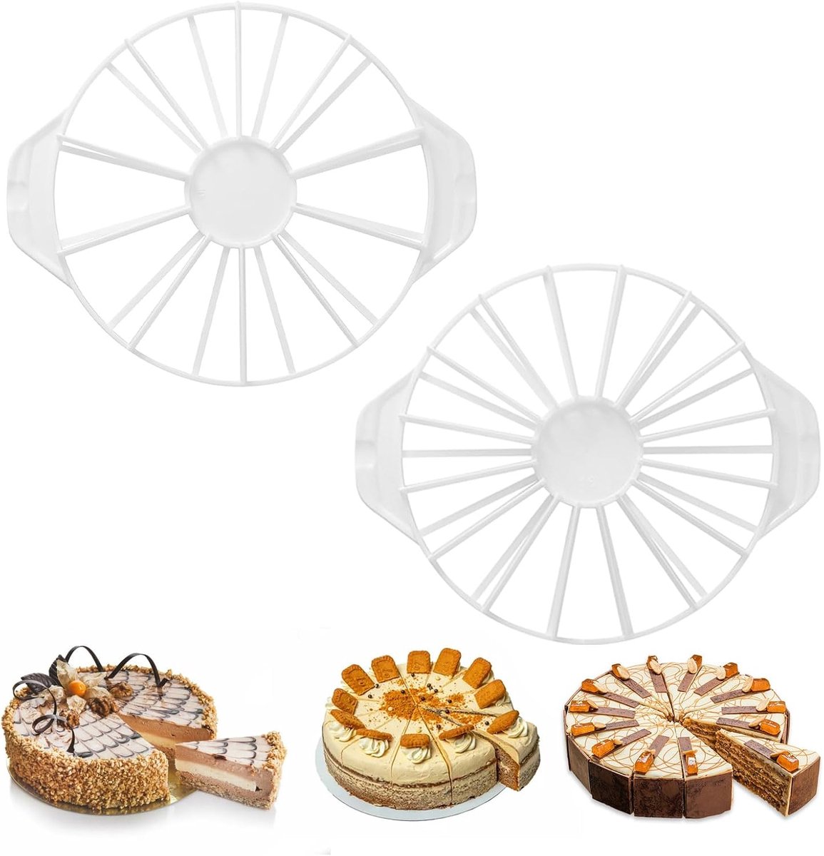 longziming - 2 Stuks Taartverdeler - Cakesnijder Assortiment - Bakaccessoire Kit - 14 Of 16 Gelijke Stukken - Enkelvoudige En Dubbele Parallelle Lijnen - Bakbenodigdheden - Ideaal Voor Feesten En Familiebijeenkomsten