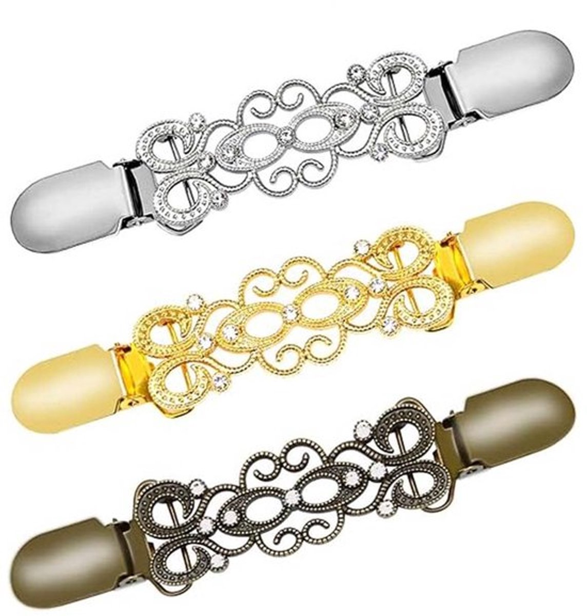 Retro sweater clips 3pcs jurk clips achter cinch elastische sjaal vest kraag clips passen jurk cinch clip broek taille tensioner kleding clips om jurk voor vrouwen aan te spannen, 12.2*1.5cm, polyester, polyester