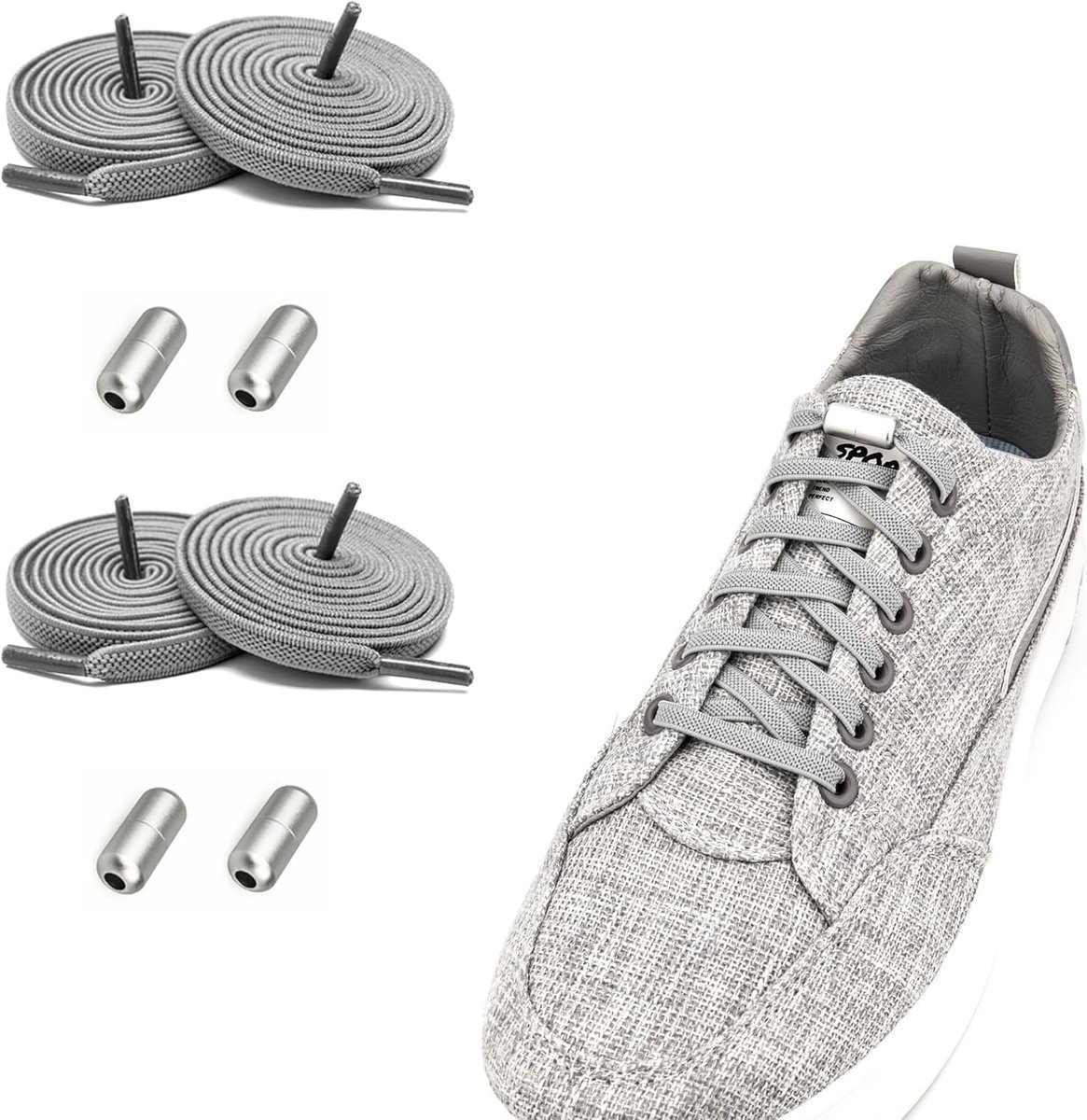 Verstelbare elastische veters met metalen capsules, geen knopen, ideaal voor sport- en casualschoenen