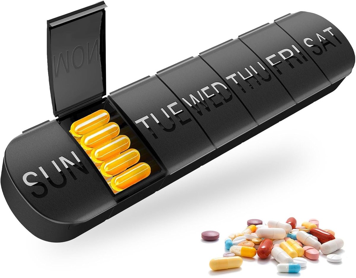 Tabletten Organizer voor Medicijnen, Vitaminen en Visolie, BPA-vrij, Waterdicht en Draagbaar, Ideaal voor Ochtend en Avond Gebruik