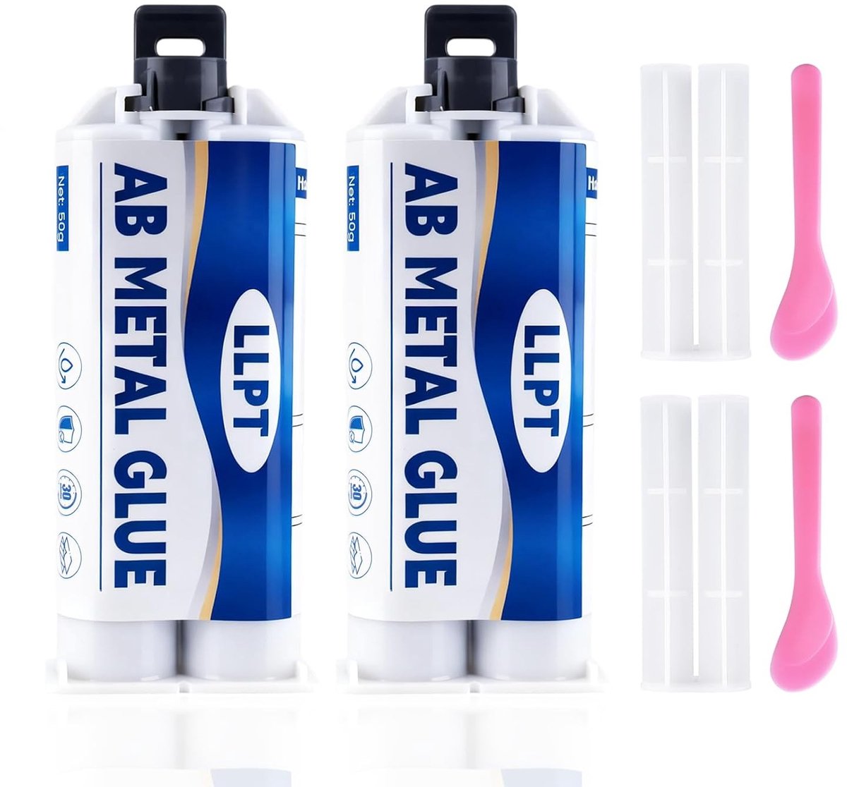 Hoogwaardige Metalen Lijm 50g - Waterdicht en Hittebestendig voor Reparatie van Staal en Metaal, Geschikt voor Oppervlakte Scheuren (Pack van 2)