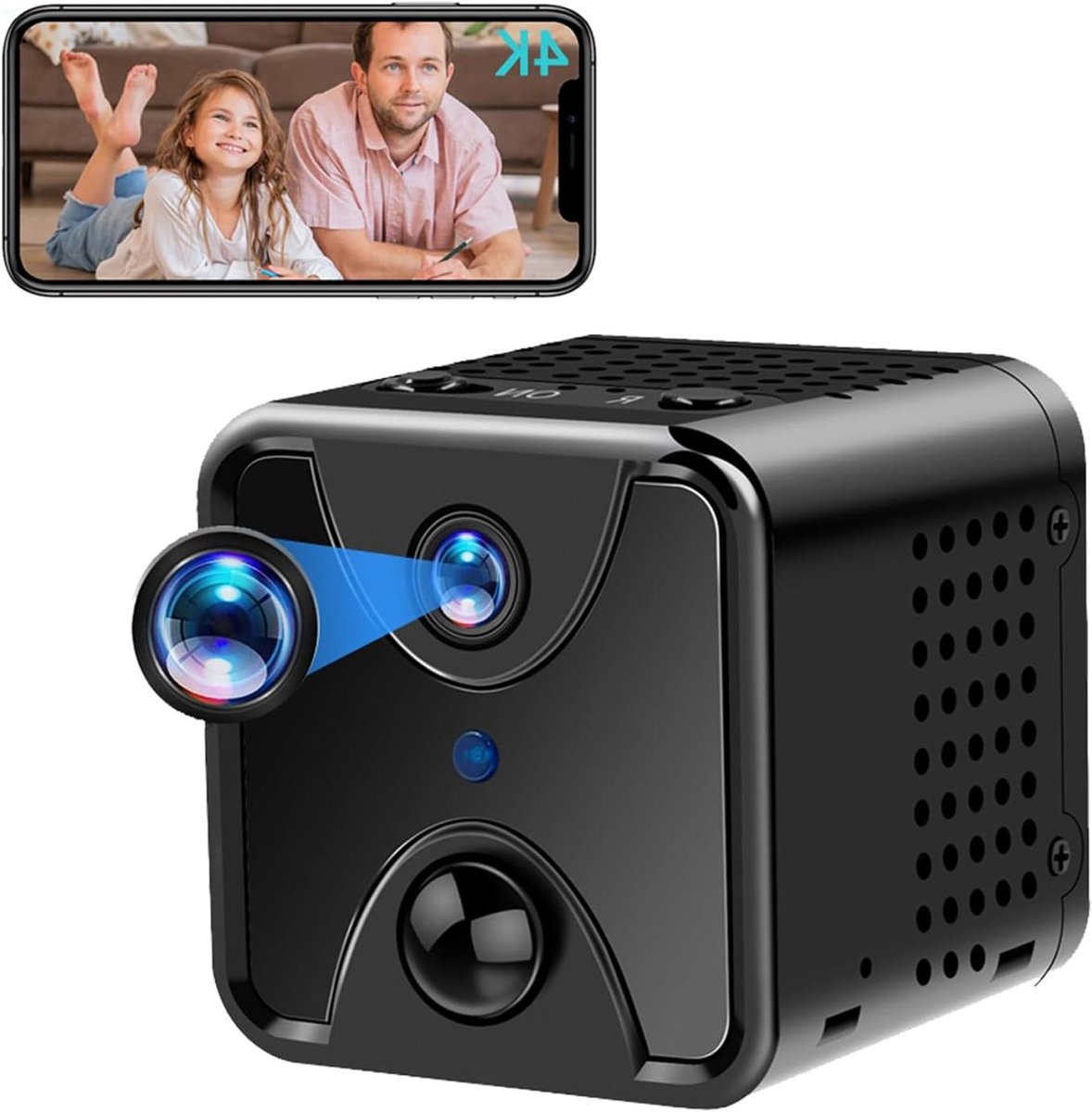 Mini Camera - Verborgen Camera - Binnen Beveiliging - 4K Nachtzicht - 170 Graden Hoek - Zwart
