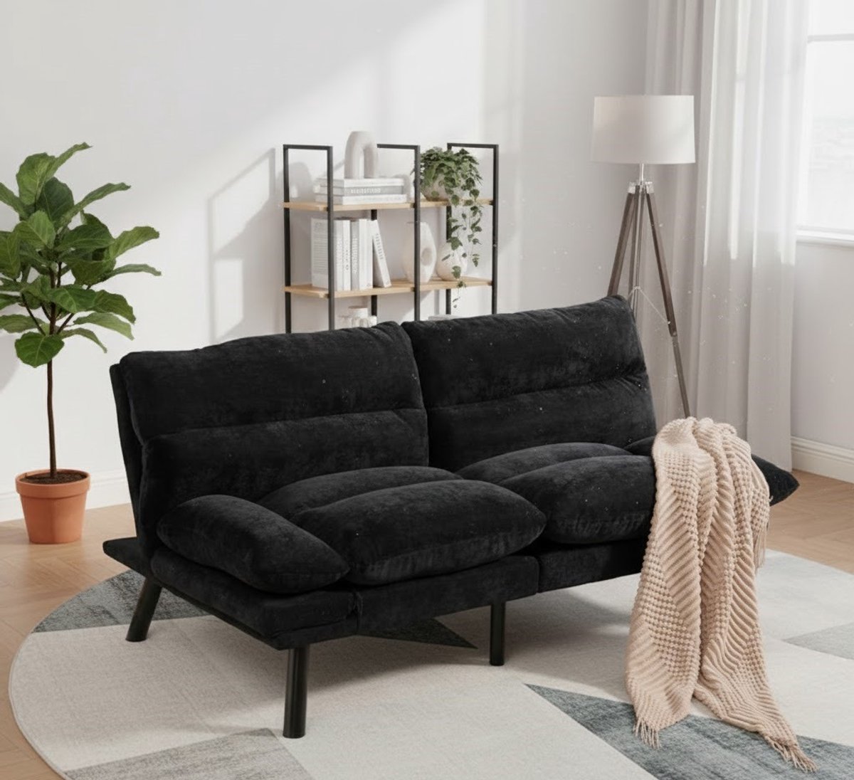 Luxe 2-Zits Slaapbank – Moderne - Zwart - Novihome